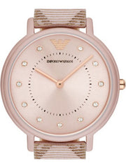 Emporio Armani Kappa Quartz Rose Gold Dial Pink Leather Strap Watch For Women - AR11010