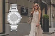 Michael Kors Catlin Silver Dial Silver Steel Strap Watch for Women - MK3355