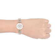Emporio Armani Gianni T Bar White Dial Two Tone Steel Strap Watch For Women - AR1926