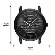 Emporio Armani Meccanico Quartz Black Dial Black Leather Strap Watch For Men - AR60032