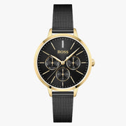 Hugo Boss Flawless Chronograph Black Dial Black Mesh Bracelet Watch for Women - 1502627