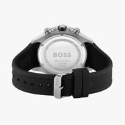 Hugo Boss Globetrotter Chronograph Grey Dial Black Silicone Strap Watch for Men - 1513931