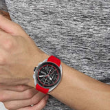 Hugo Boss Volane Chronograph Black Dial Red Rubber Strap Watch for Men - 1513959