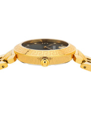 Versace Daphnis Quartz Black Dial Gold Steel Strap Watch for Women - VEOCA0524