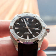 Tag Heuer Aquaracer Automatic Caliber 5 Black Dial Black Rubber Strap Watch for Men - WAY2110.FT8021