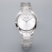Calvin Klein Class White Dial Silver Steel Strap Watch for Women - K6R23126