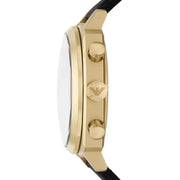 Emporio Armani Ruggero Chronograph Black Dial Black Leather Strap Watch for Men - AR11690