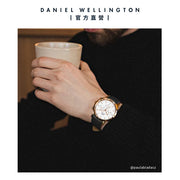 Daniel Wellington Iconic Chronograph Sheffield White Dial Black Leather Strap Watch For Men - DW00100646