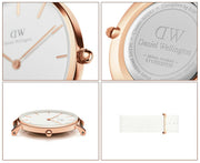 Daniel Wellington Petite Dover Quartz White Dial White NATO Strap Watch For Women - DW001000313