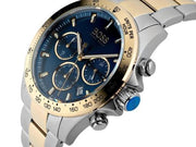 Hugo Boss Hero Chronograph Blue Dial Two Tone Steel Strap Watch for Men - 1513767