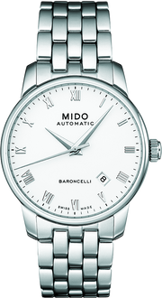 Mido Baroncelli II Automatic White Dial Silver Steel Strap Watch For Men - M8600.4.26.1