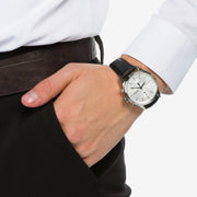 Hugo Boss Jet Chronograph White Dial Black Leather Strap Watch for Men - 1513282
