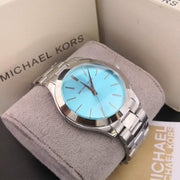 Michael Kors Runway Blue Dial Silver Steel Strap Watch for Women - MK3292