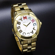Marc Jacobs Rivera White Dial Gold Steel Strap Watch for Women - MBM3137