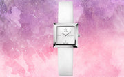 Calvin Klein Mark Silver Dial White Leather Strap Watch for Women - K3R231L6