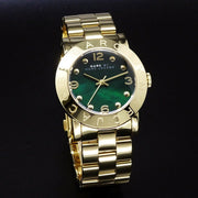 Marc Jacobs Amy Green Dial Gold Steel Strap Watch for Women - MBM8609