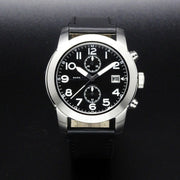 Marc Jacobs Larry Chronograph Black Dial Black Leather Strap Watch for Men - MBM5033