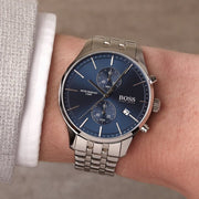Hugo Boss Associate Chronograph Blue Dial Silver Steel Strap Watch for Men - 1513839