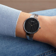 Calvin Klein Drift Black Dial Silver Steel Strap Watch for Women - K6S2N111
