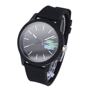 Lacoste 12.12 Black Dial Black Silicon Strap Watch for Men - 2011134