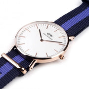 Daniel Wellington Classic Swansea White Dial Two Tone Nylon Strap Watch For Women - 0504DW