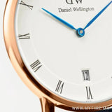 Daniel Wellington Dapper Bristol White Dial Brown Leather Strap Watch For Men - DW00100086