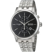 Hugo Boss Jet Chronograph Black Dial Silver Steel Strap Watch for Men - 1513383
