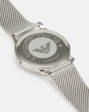 Emporio Armani Minimalist Quartz Blue Dial Silver Mesh Strap Watch For Men - AR11571