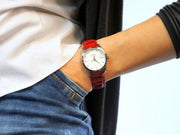 Tissot Couturier White Dial Red Leather Watch For Women - T035.210.16.011.01