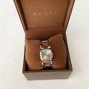 Gucci G Gucci Brown Dial Silver Steel Strap Watch For Women - YA125503
