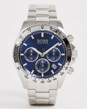 Hugo Boss Hero Sport Chronograph Blue Dial Silver Steel Strap Watch for Men - 1513755