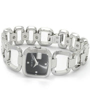 Gucci G Diamonds Black Dial Silver Steel Strap Watch For Women - YA125509