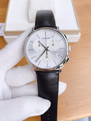 Calvin Klein Posh Silver Dial Black Leather Strap Watch for Men - K8Q371C6