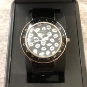 Marc Jacobs Amy Black Dial Black Leather Strap Watch for Women - MBM1163