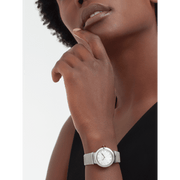 Bvlgari LVCEA Diamonds Silver Mother of Pearl Dial Silver Leather Strap Watch for Women - LVCEA103367
