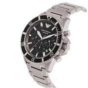Emporio Armani Diver Chronograph Black Dial Silver Steel Strap Watch For Men - AR11360
