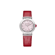 Bvlgari Lvcea Intarsio Diamonds Mother of Pearl Pink Dial Red Leather Strap Watch for Women - LVCEA103619