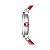 Bvlgari Lvcea Intarsio Diamonds Mother of Pearl Pink Dial Red Leather Strap Watch for Women - LVCEA103619
