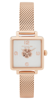 Coach Cass White Dial Rose Gold Mesh Bracelet Watch for Women - 14503698