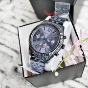 Michael Kors Lexington Chronograph Blue Dial Blue Steel Strap Watch for Men - MK8480