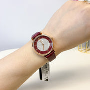 Emporio Armani Gianni T Bar Crystals Purple Dial Purple Leather Strap Watch for Women - AR11487