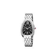 Bvlgari Serpenti Seduttori Diamonds Black Dial Silver Steel Strap Watch for Women - SERPENTI103449