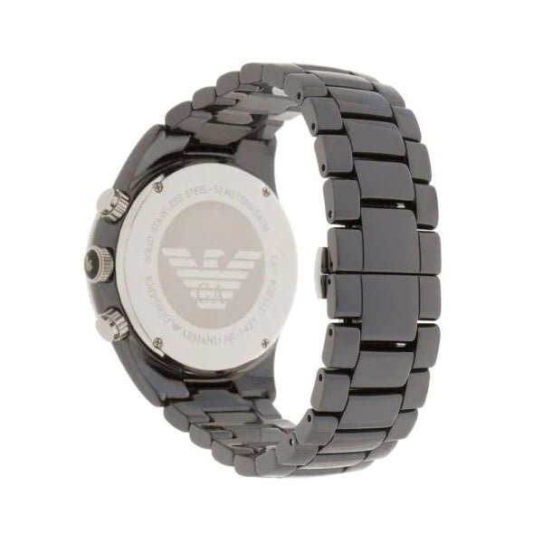 Emporio Armani Black Ceramic Chronograph Black Dial Watch For Men