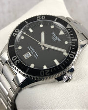 Tissot Seastar 1000 Black Dial Silver Steel Strap Watch For Men - T120.410.11.051.00