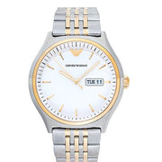 Emporio Armani Cream Dial Two Tone Steel Strap Watch For Men - AR11034