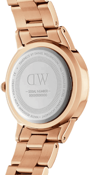 Daniel Wellington Iconic Link Black Dial Rose Gold Steel Strap Watch for Women - DW00100210