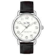 Coach Delancey White Dial Black Leather Strap Watch for Women - 14502714