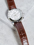 Hugo Boss Ikon Chronograph White Dial Brown Leather Strap Watch for Men - 1513175