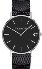 Coach Charles Black Dial Black Leather Strap Watch for Men