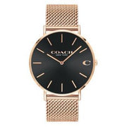 Coach Charles Black Dial Rose Gold Mesh Bracelet Watch for Men - 14602552